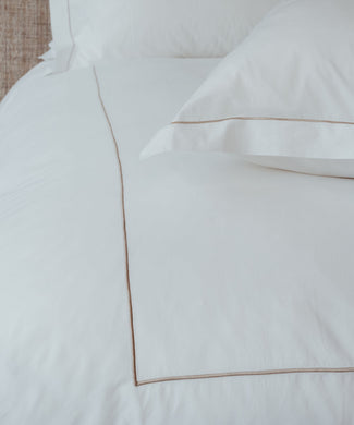 Duvet Cover Set & Fitted Sheet Egyptian Cotton Percale | Carmel White